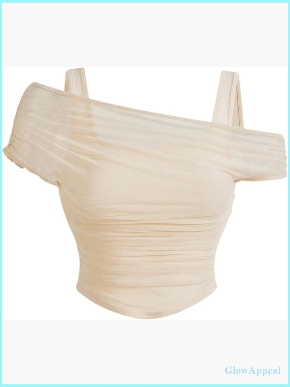 Plus Size 2 in 1 Sheer Mesh Off Shoulder Top Ruched Asymmetrical Short Sleeve